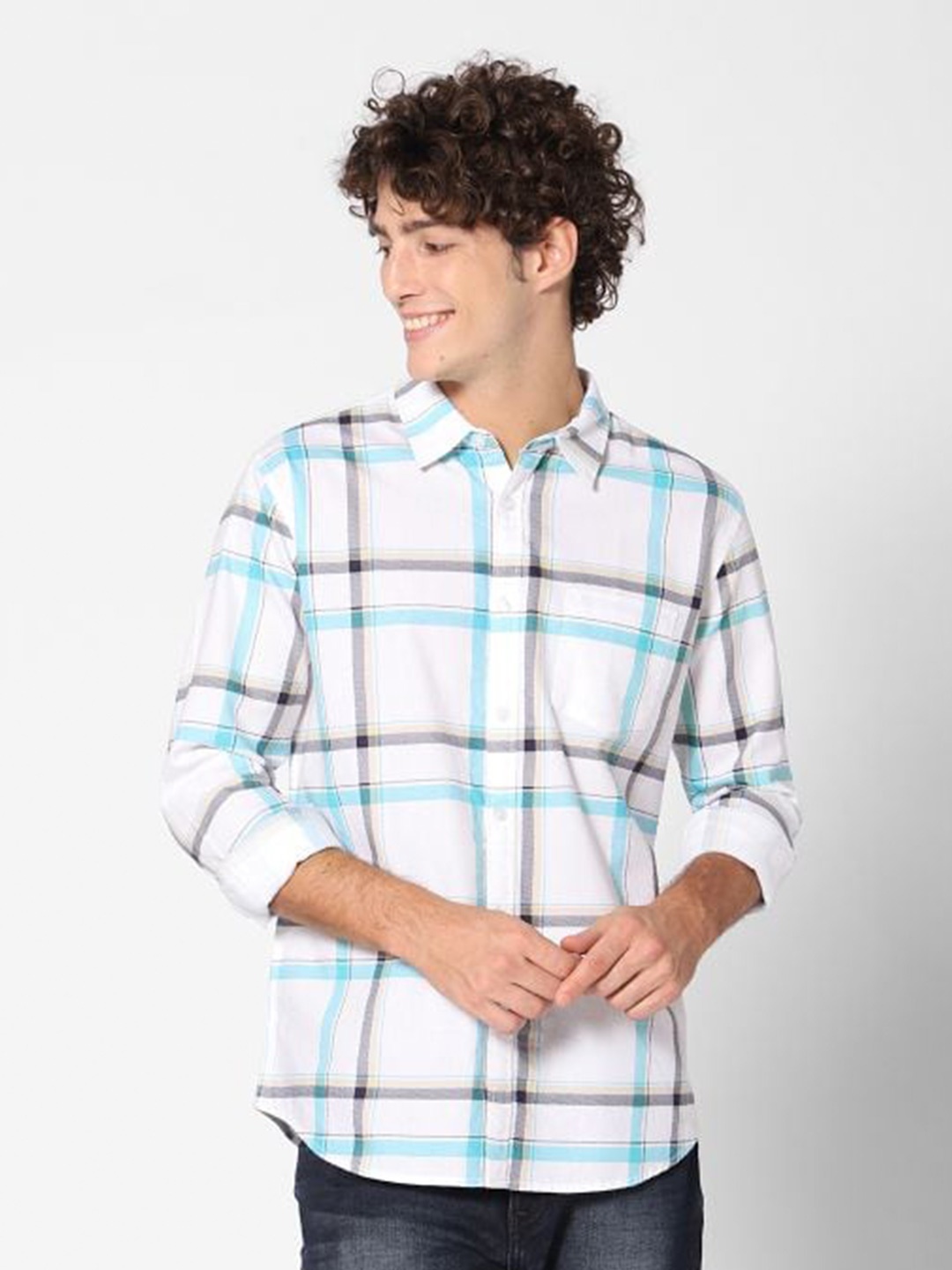 

ROCKING SWAMY Men Slim Fit Casual Cotton Shirt, White