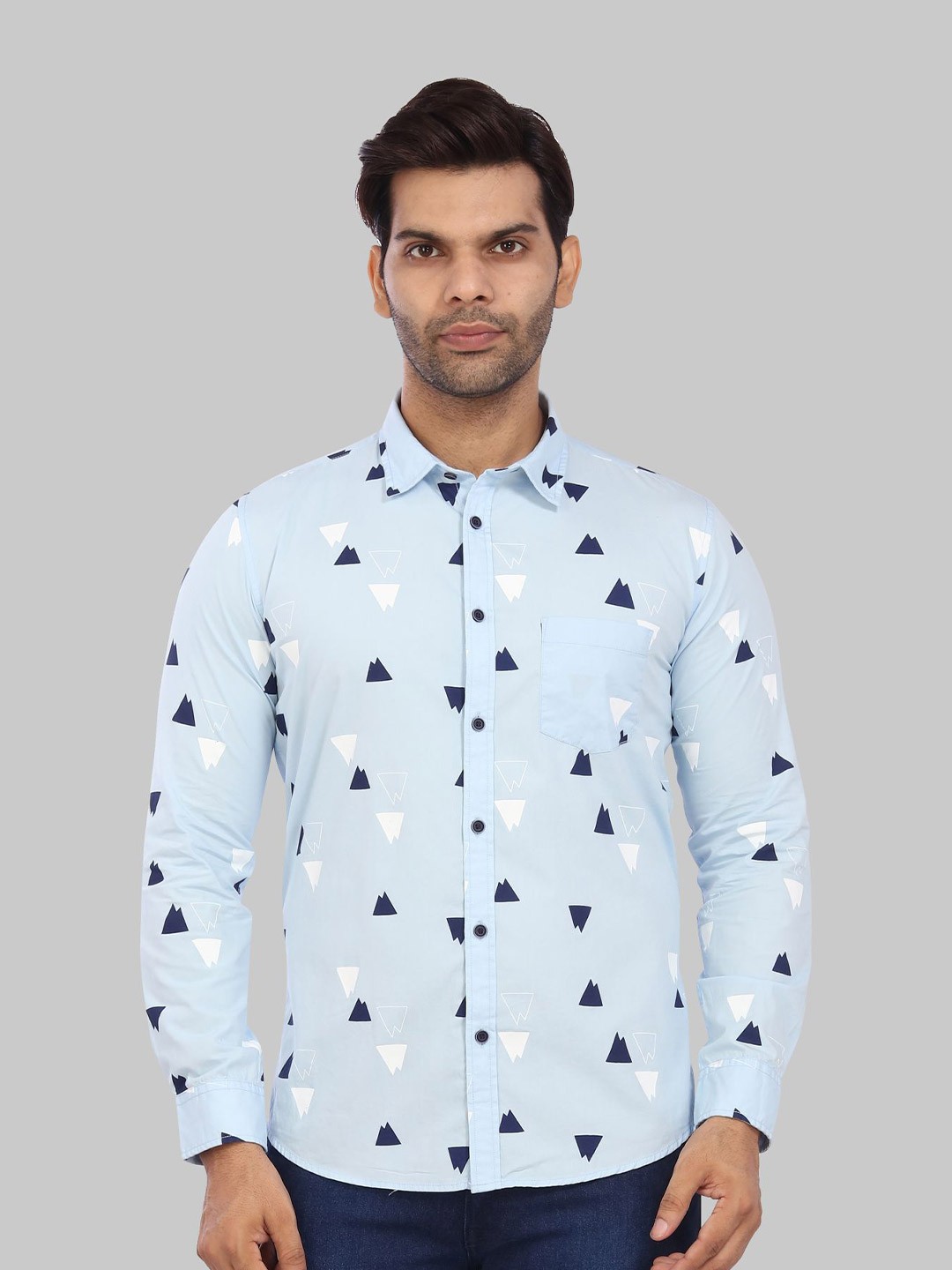 

ROCKING SWAMY Slim Fit Printed Casual Cotton Shirt, Blue