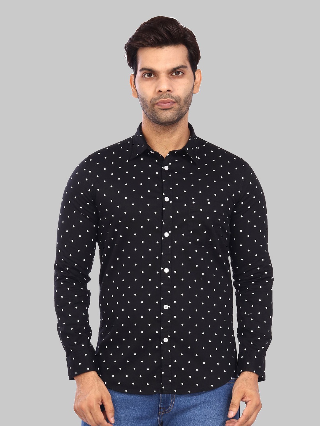 

ROCKING SWAMY Men Black Slim Fit Printed Casual Shirt