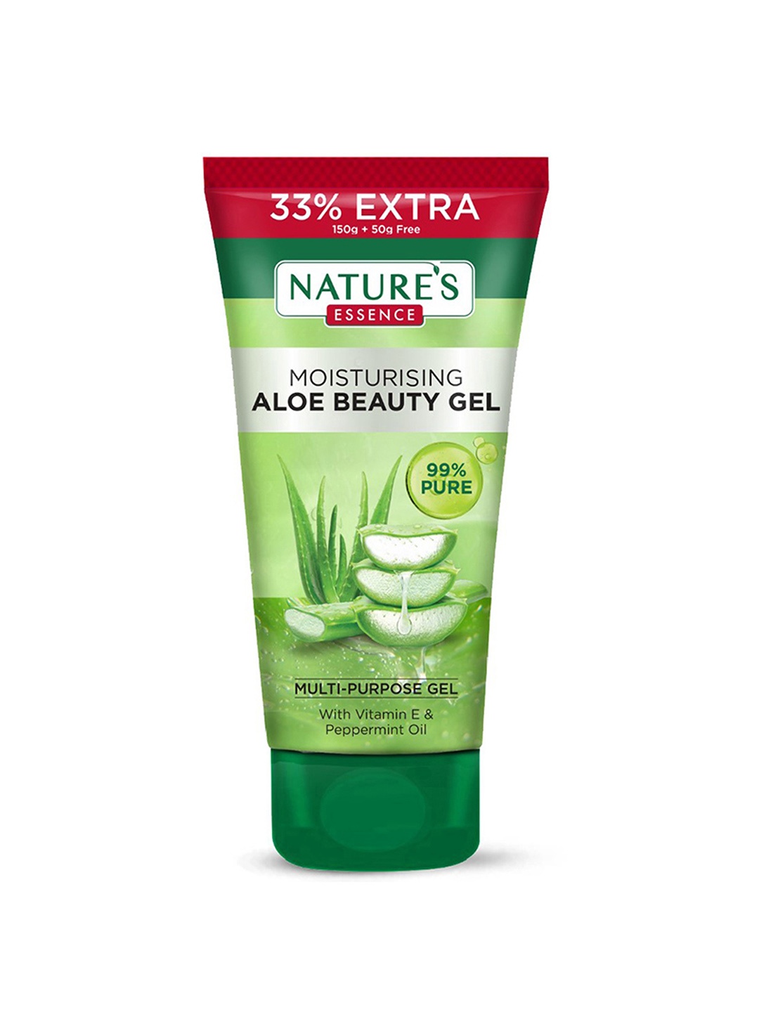 

Natures Essence Moisturising Aloe Beauty Gel with Vitamin E & Peppermint Oil - 200g, Green