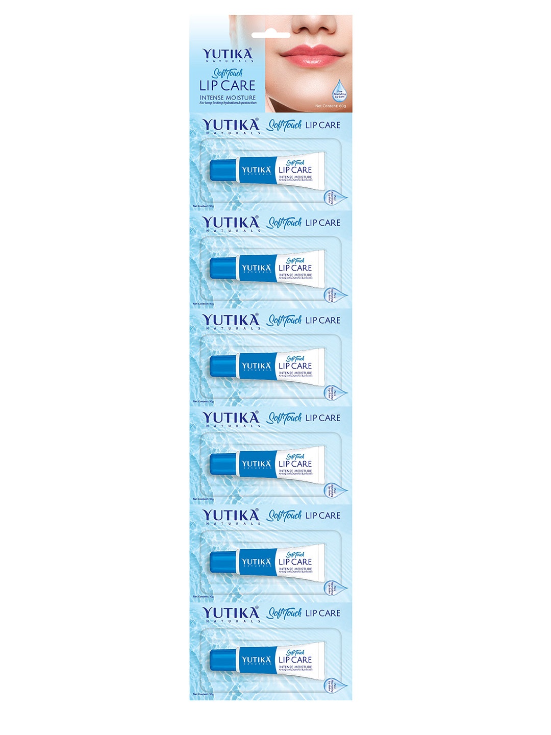 

YUTIKA Set Of 6 Soft Touch Intense Moisture Lip Care Balm - 10g Each, Blue