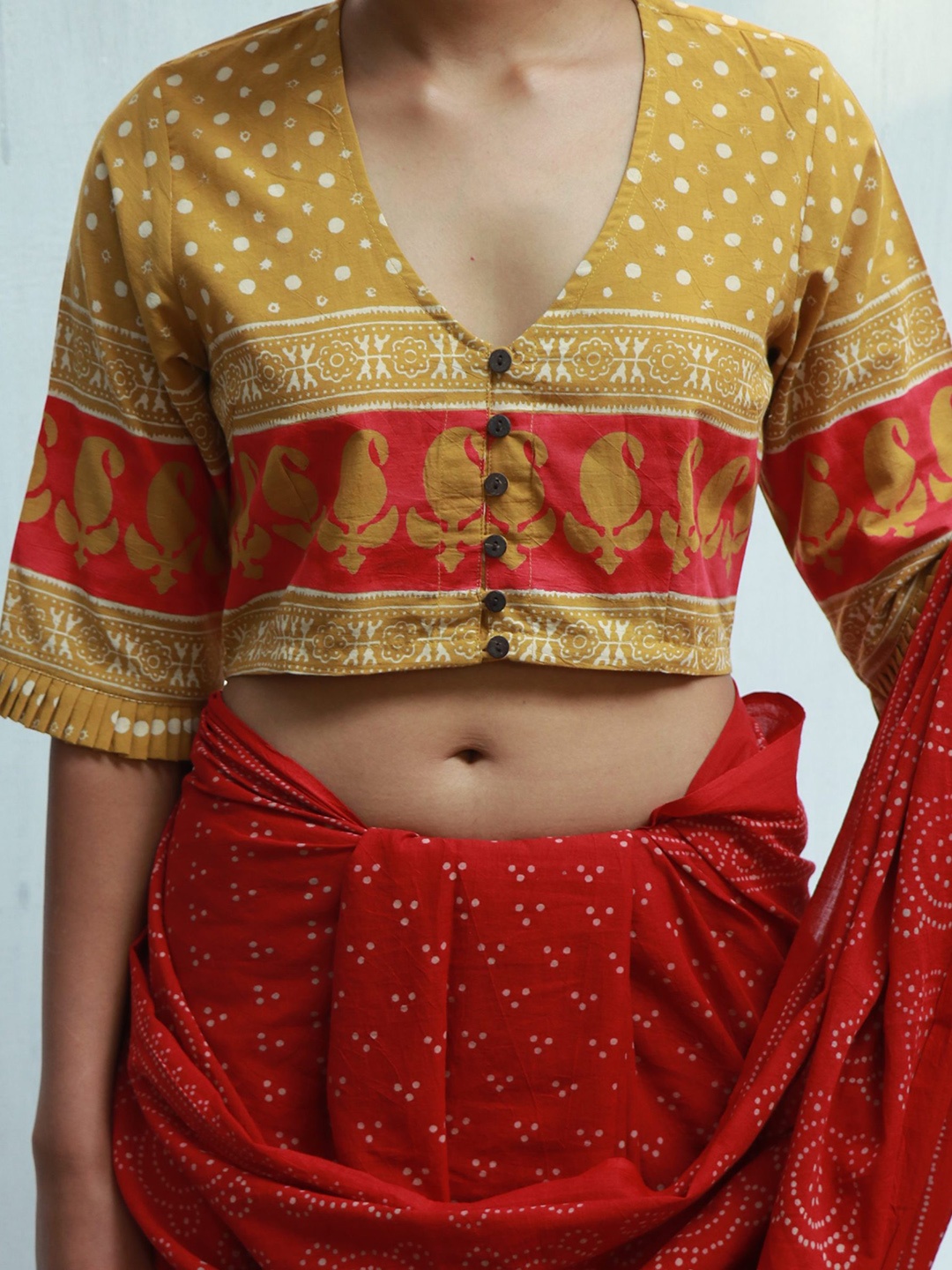 

Chidiyaa Amber Printed Cotton Saree Blouse, Yellow