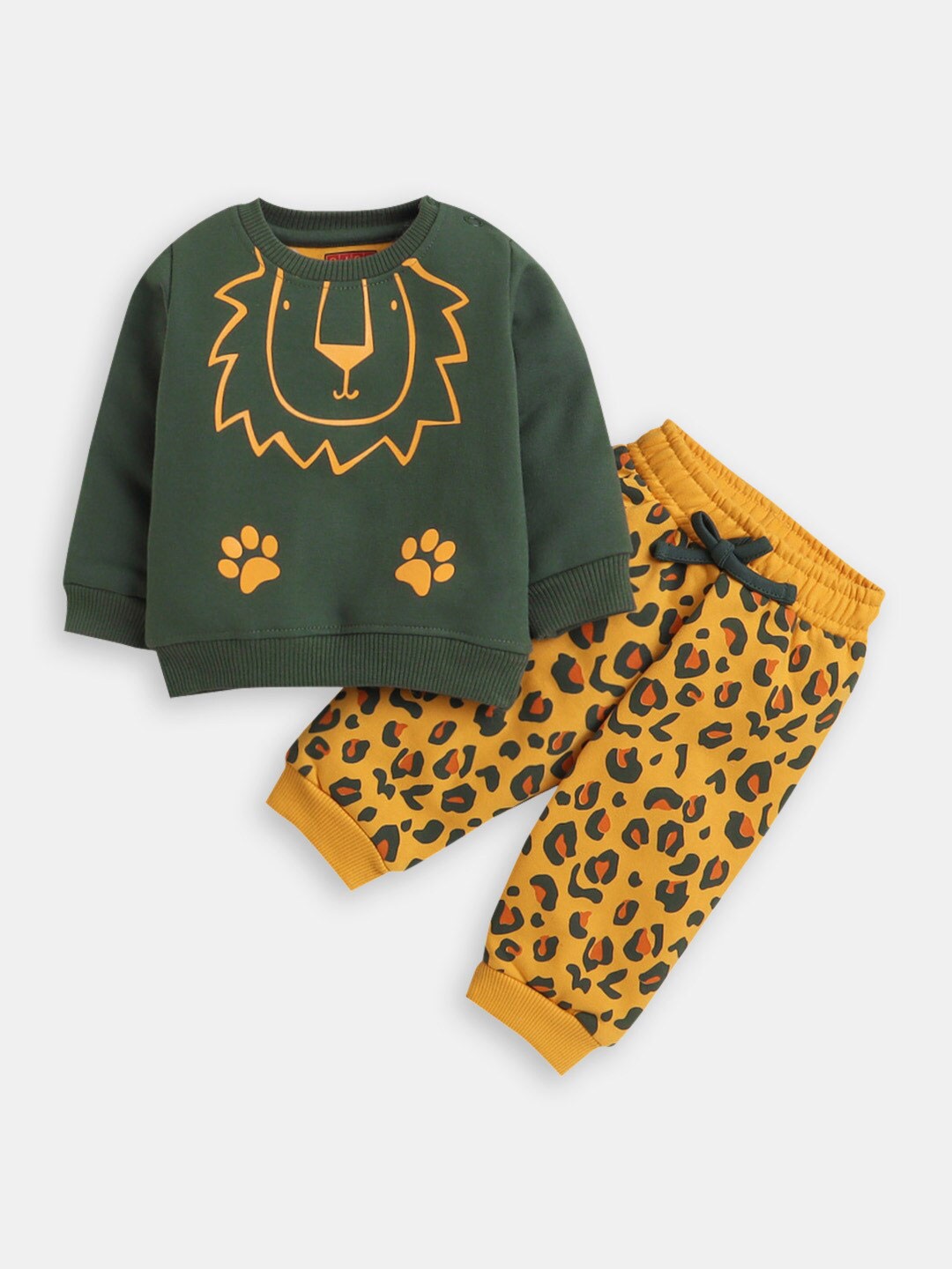 

Hopscotch Infant Boys Printed Pure Cotton Sweatshirt & Jogger, Green