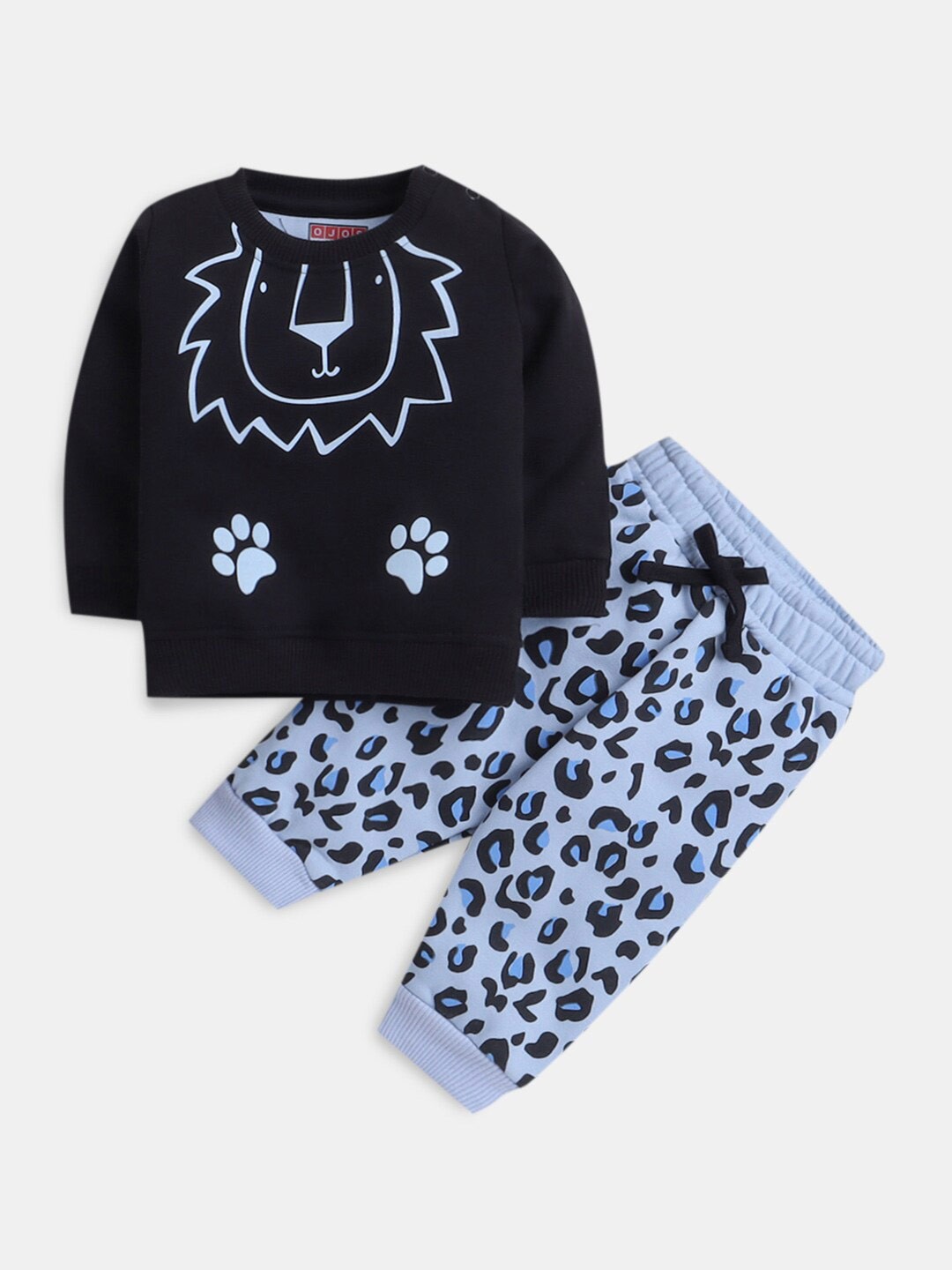 

Hopscotch Boys Printed Pure Cotton Sweatshirt and Jogger, Black