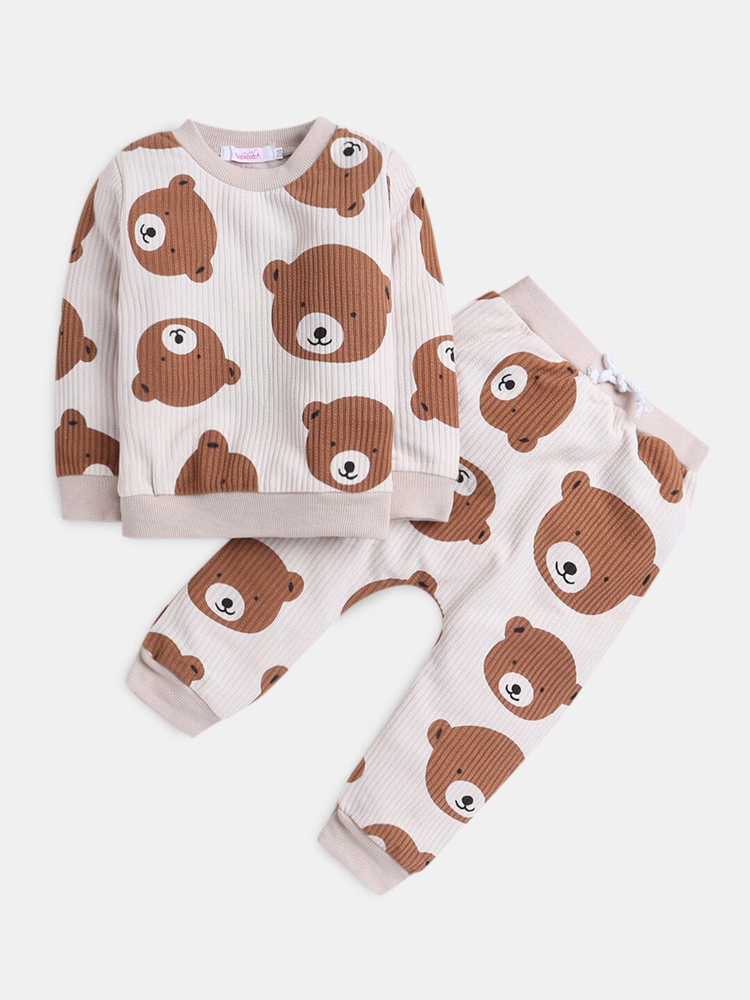 

Hopscotch Boys Printed Long Sleeves Sweatshirt & Jogger, Brown