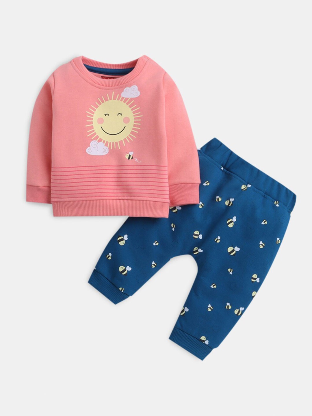 

Hopscotch Girls Graphic Printed Pure Cotton Sweatshirt & Jogger, Pink