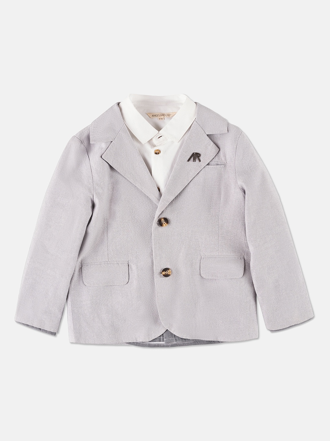 

Angel & Rocket Boys Cream Single Breasted Blazers, Grey