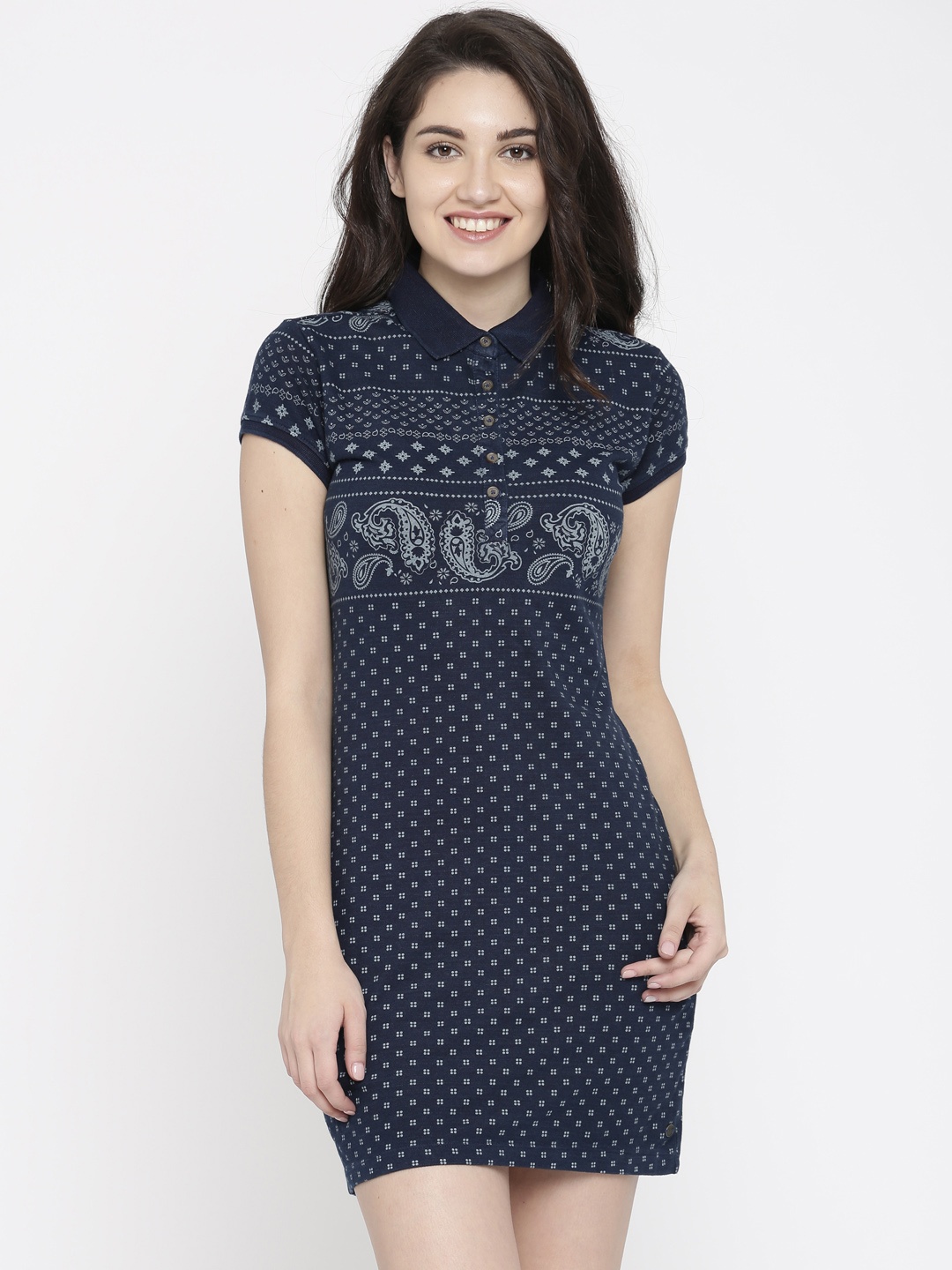 

U.S. Polo Assn. Women Women Blue Printed T-Shirt Dress