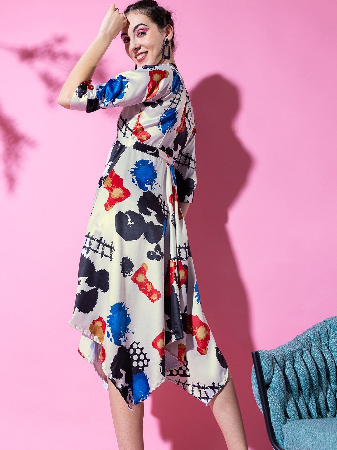 

Stylecast X Hersheinbox Abstract Print A-Line Midi Dress, Off white