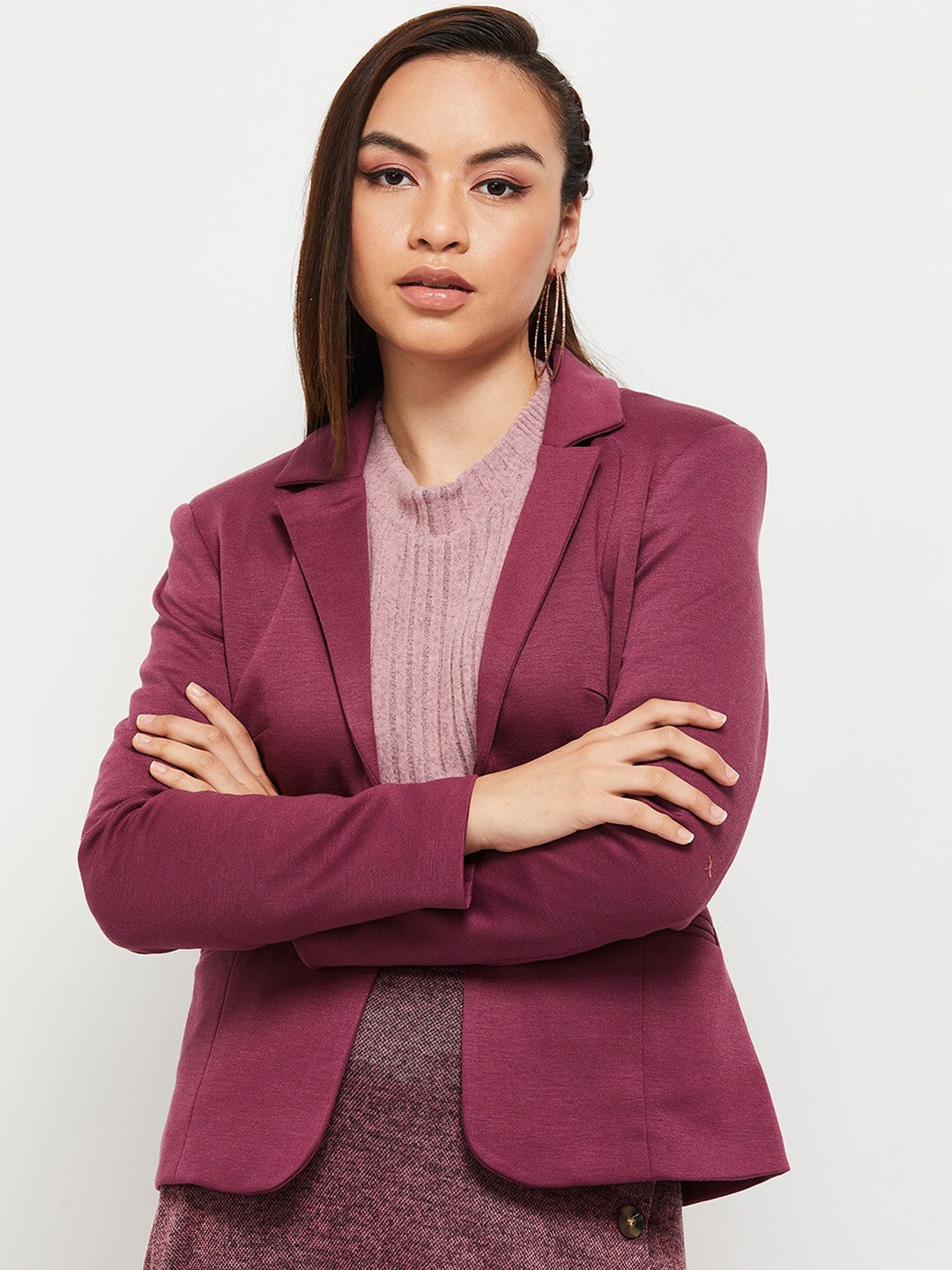 

max Women Front Open Blazers, Purple