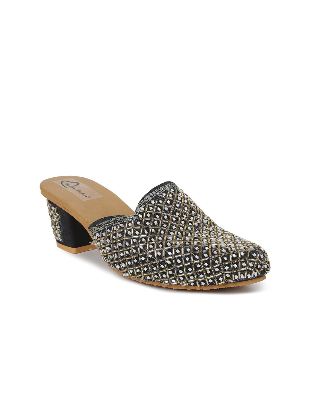 

The Desi Dulhan Women Embellished Ethnic Block Mules, Black