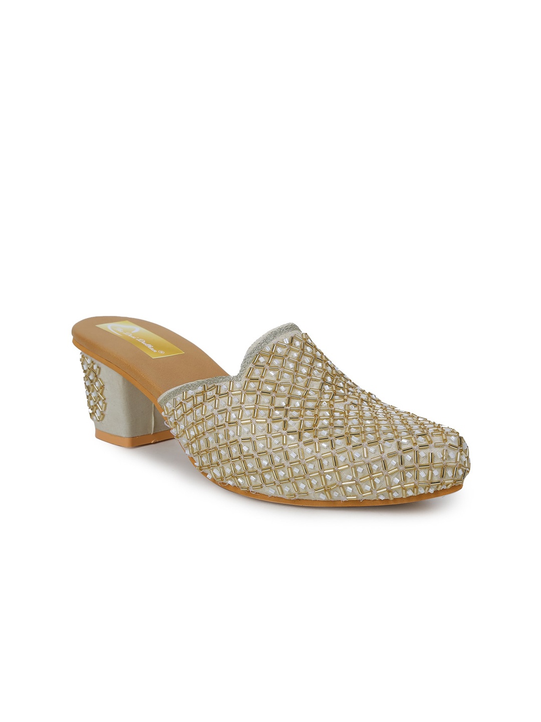 

The Desi Dulhan Women Embellished Ethnic Block Mules, White