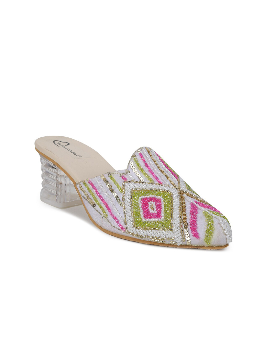 

The Desi Dulhan Women Embellished Ethnic Block Mules, White