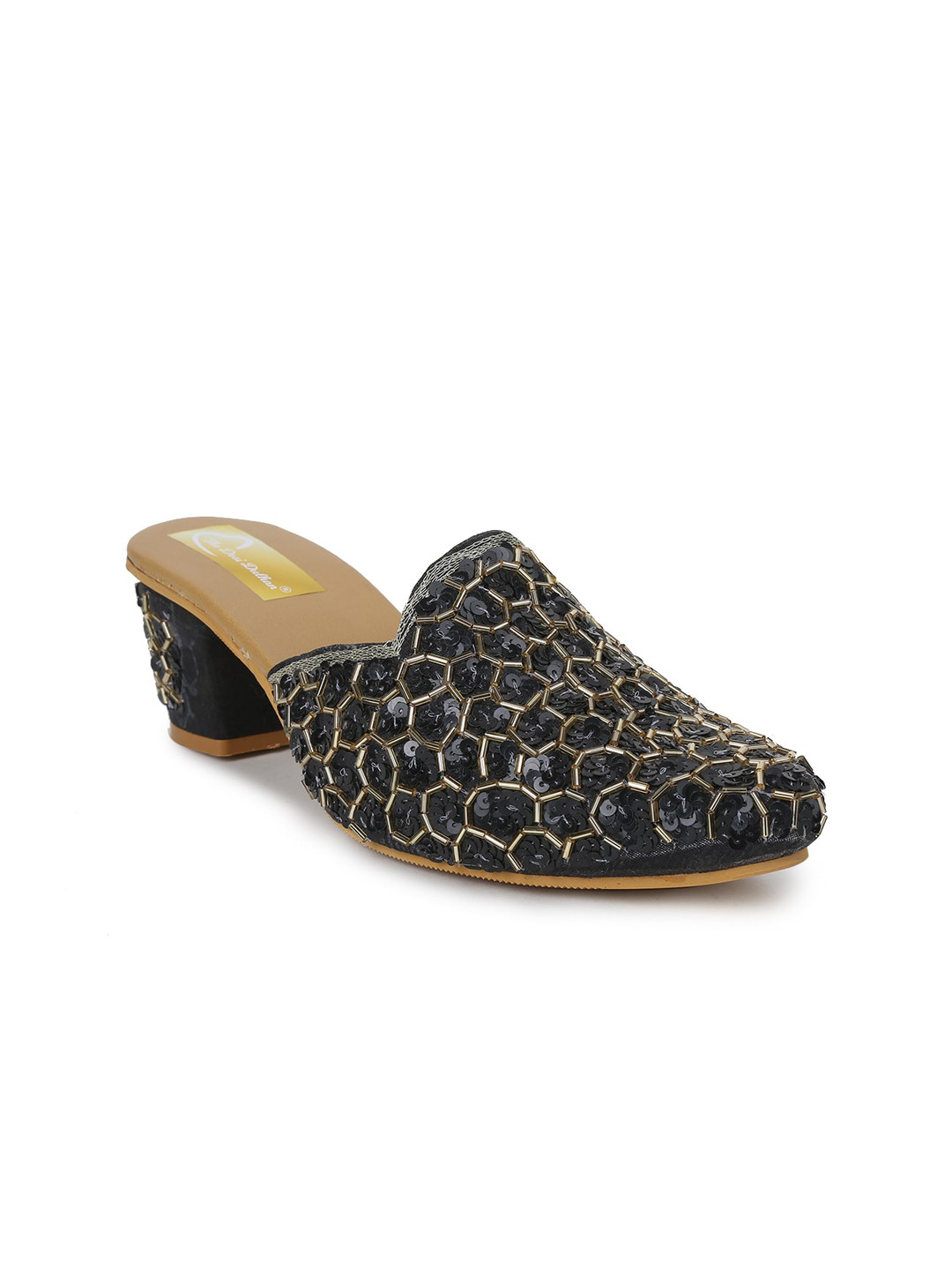 

The Desi Dulhan Women Embellished Ethnic Block Mules, Black