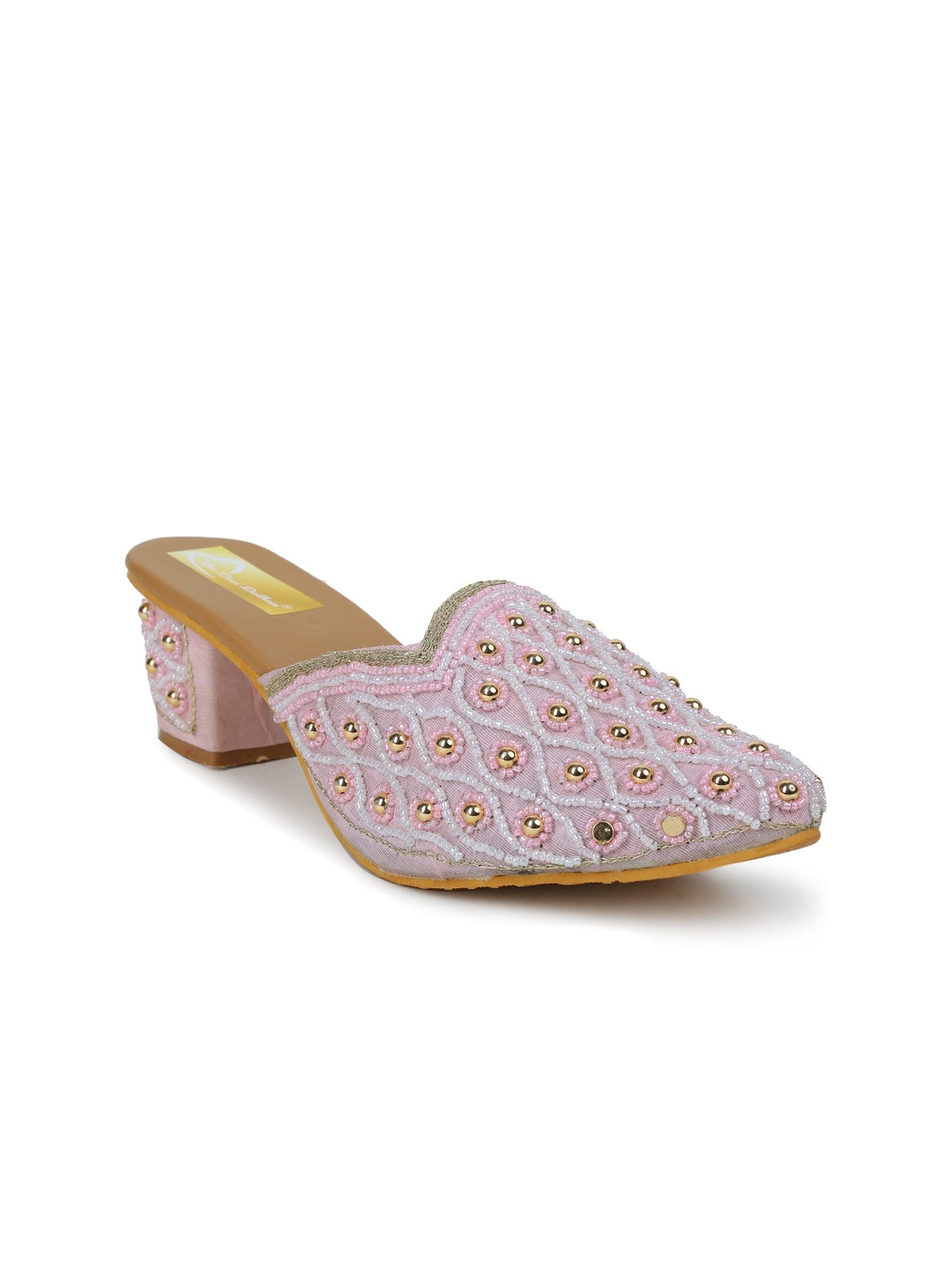 

The Desi Dulhan Women Embellished Block Mules, Pink