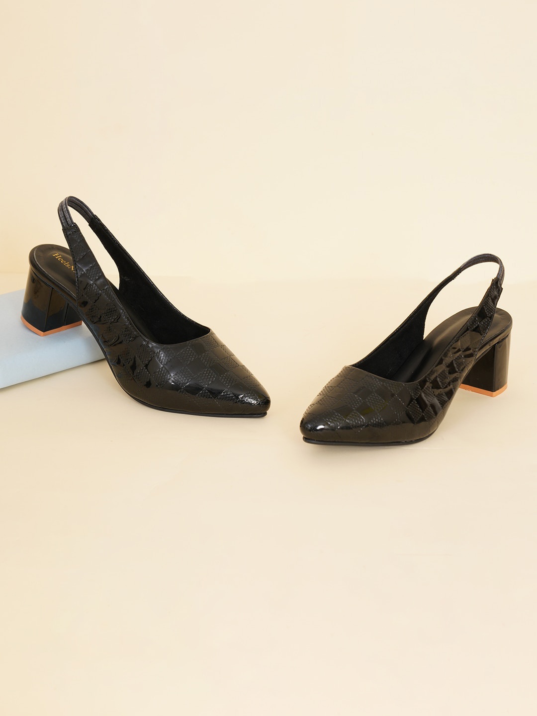 

HEELSNFEELS Women Pointed Toes Block Heels, Black