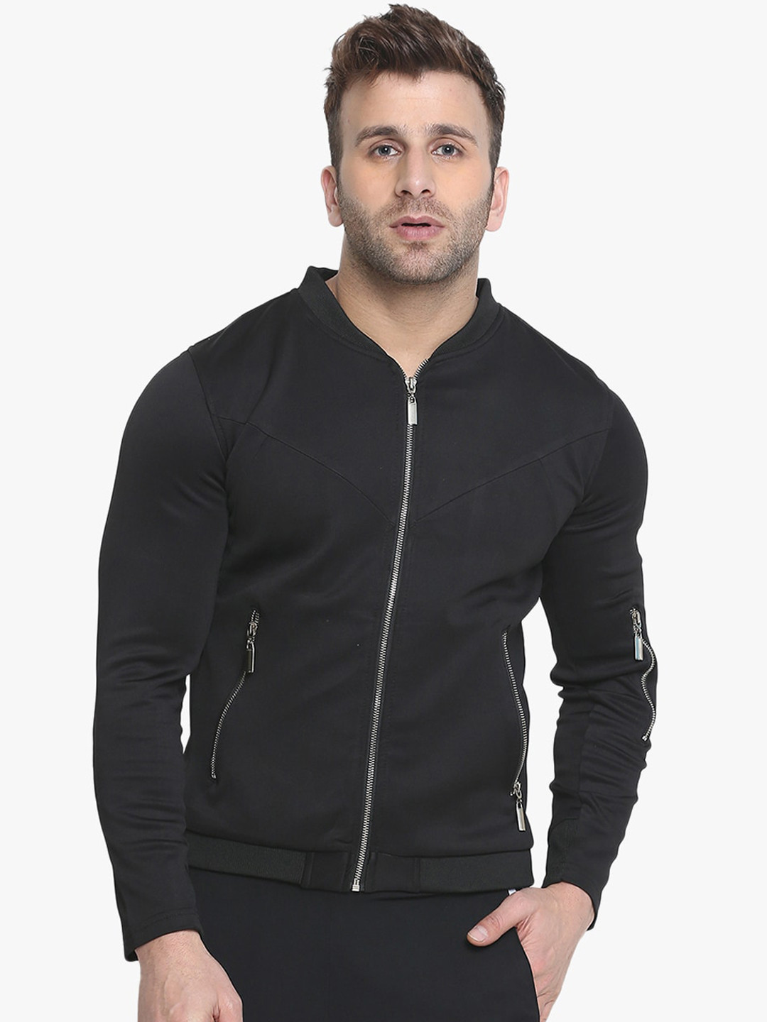 

Aesthetic Bodies Men Long Sleeves Training or Gym Sporty Jacket, Black