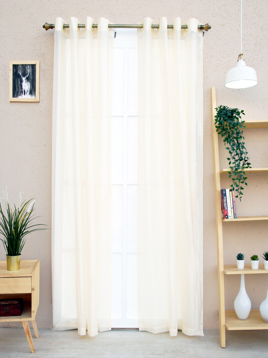 

Ariana Dallas Cream-Coloured Self Design Sheer Door Curtain