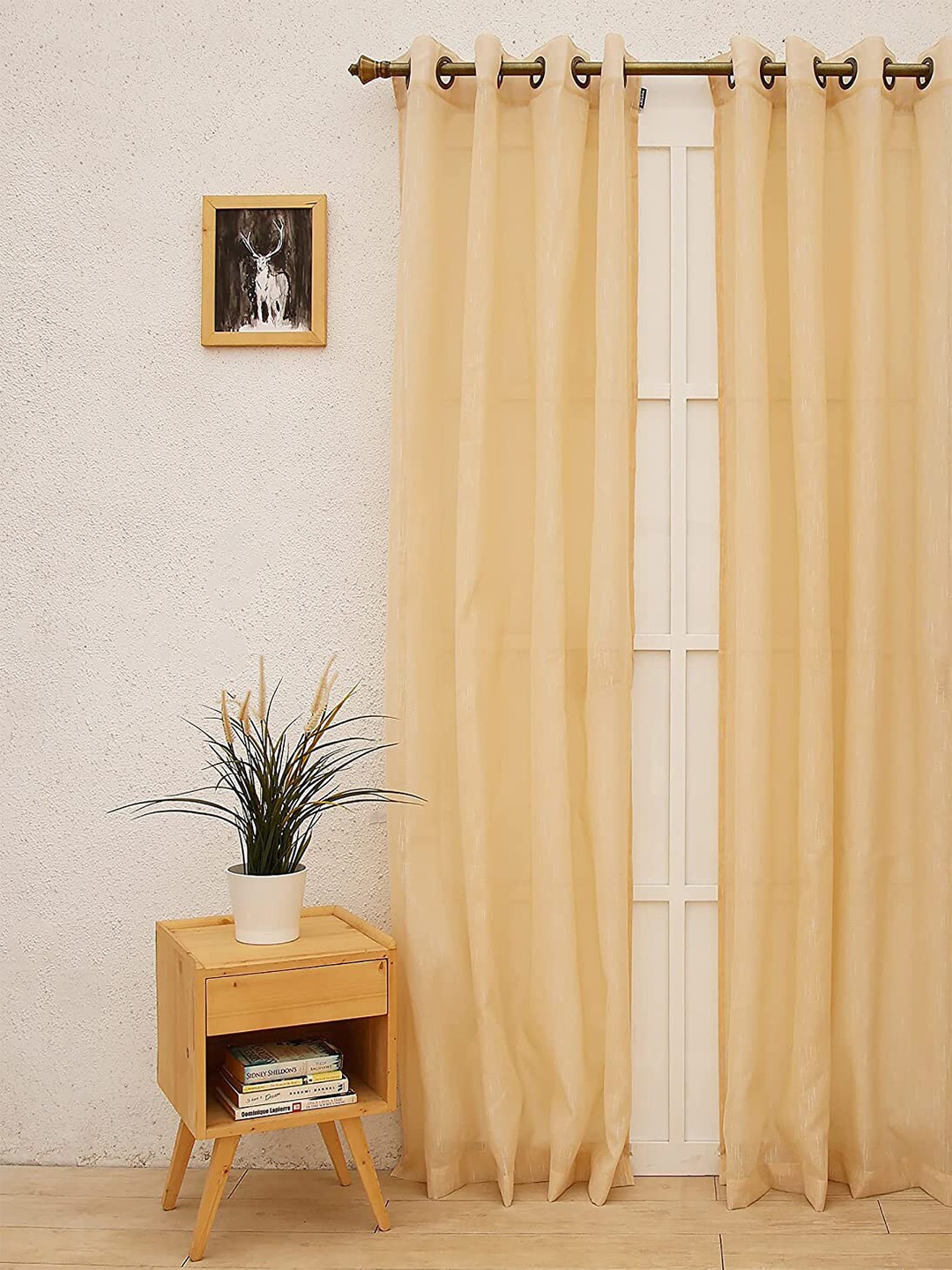 

Ariana Peony Cream-Coloured Sheer Long Door Curtain