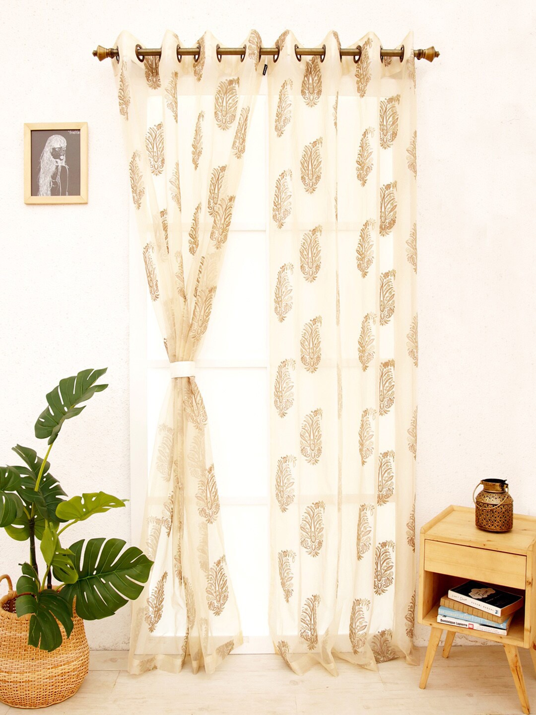 

Ariana Marguerite Beige & Brown Ethnic Motifs Sheer Door Curtain