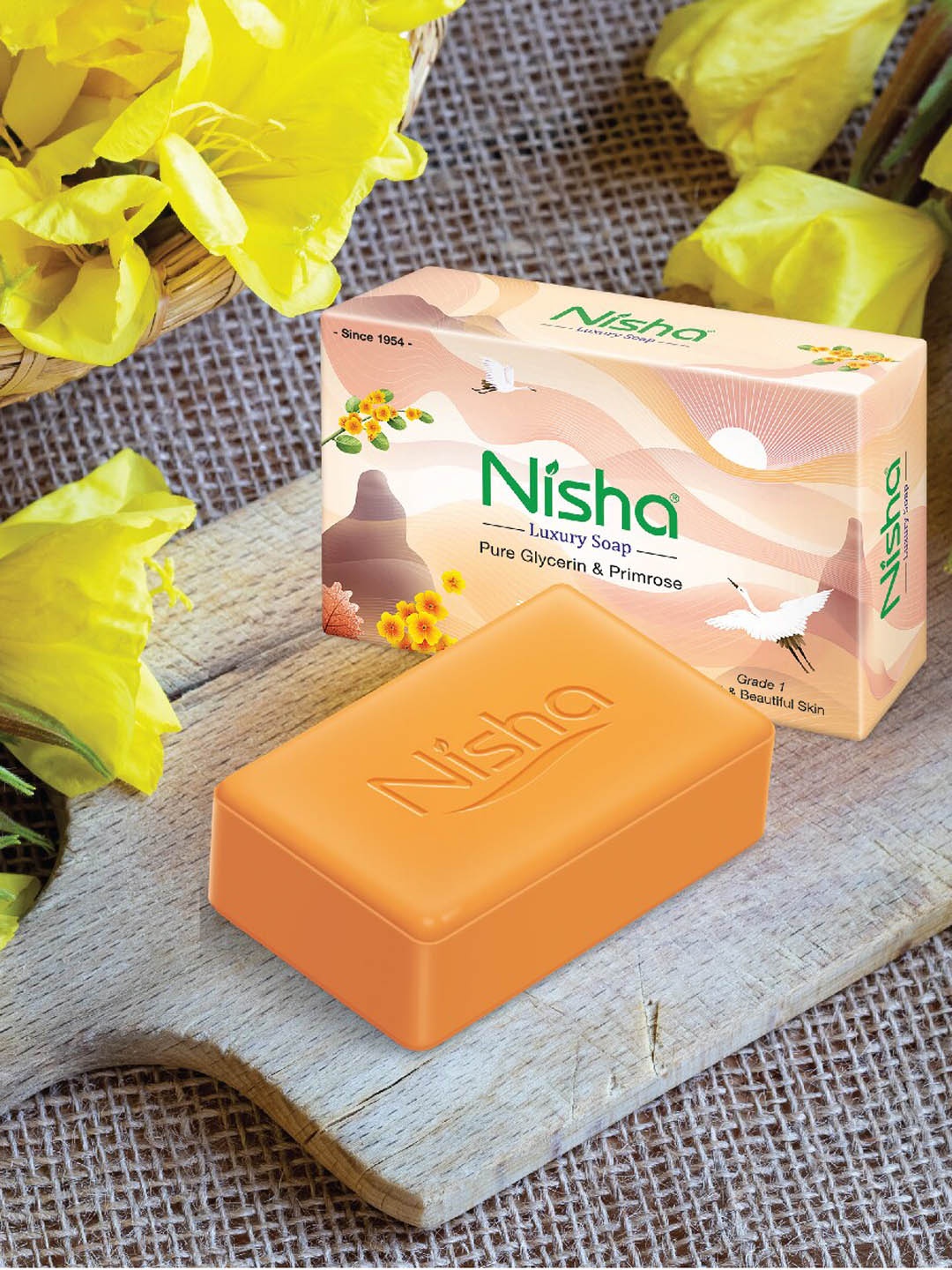 

Nisha Set Of 6 Pure Glycerin & Primrose Soap Bar 100 g Each, Orange