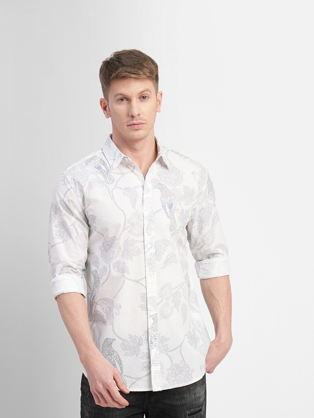 

Jack & Jones Men Floral Printed Cotton Casual Shirt, White
