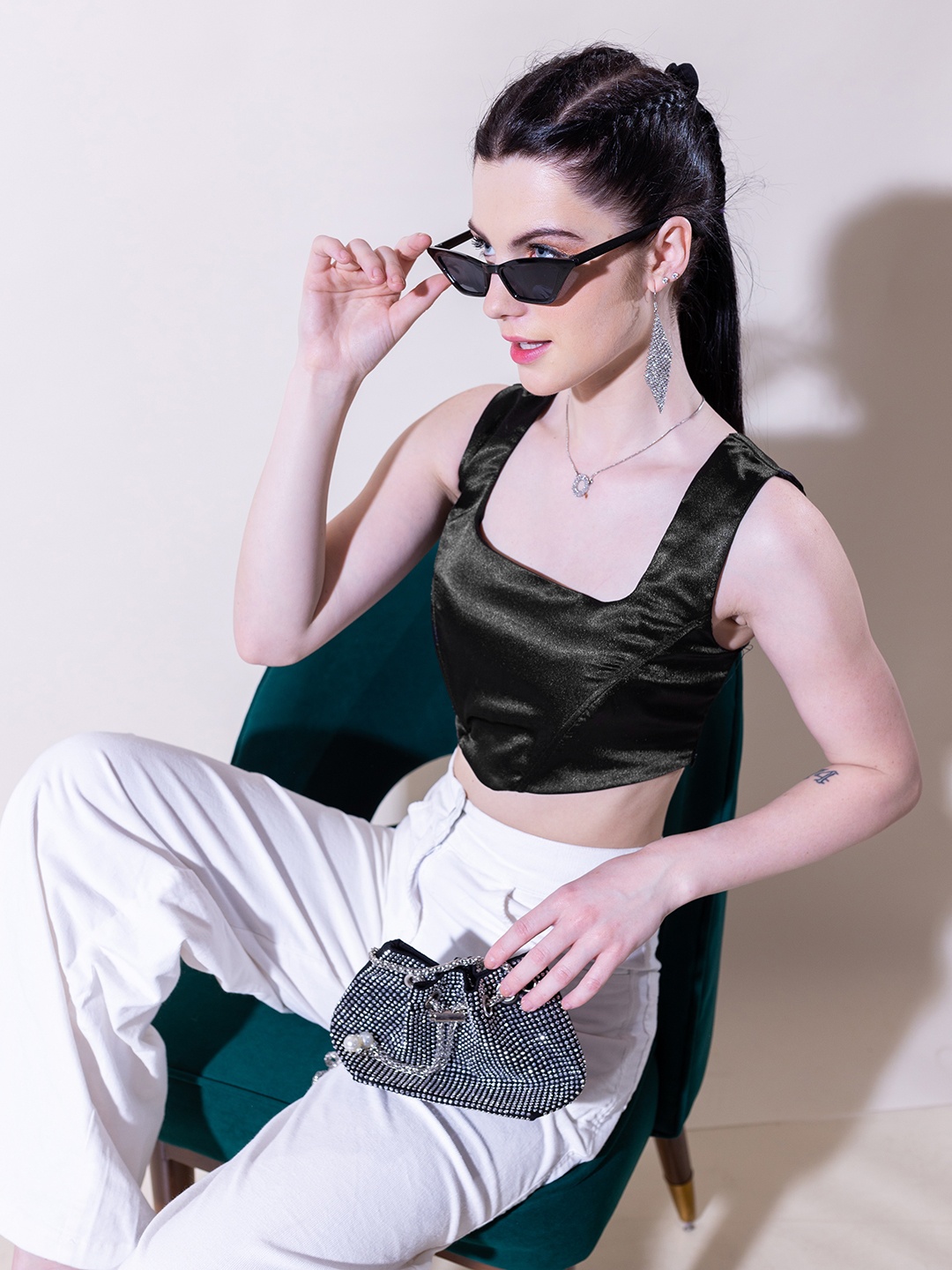 

Stylecast X Hersheinbox Corset Style Crop Top, Black