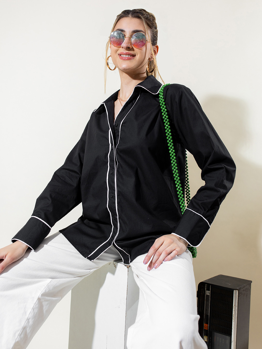 

Stylecast X Hersheinbox Pure Cotton Casual Shirt, Black