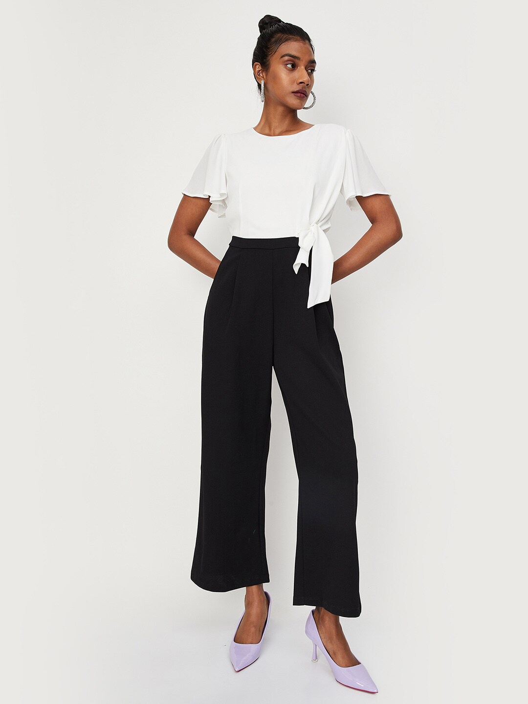 

max Waist-Tie-Ups Basic Jumpsuit, Black