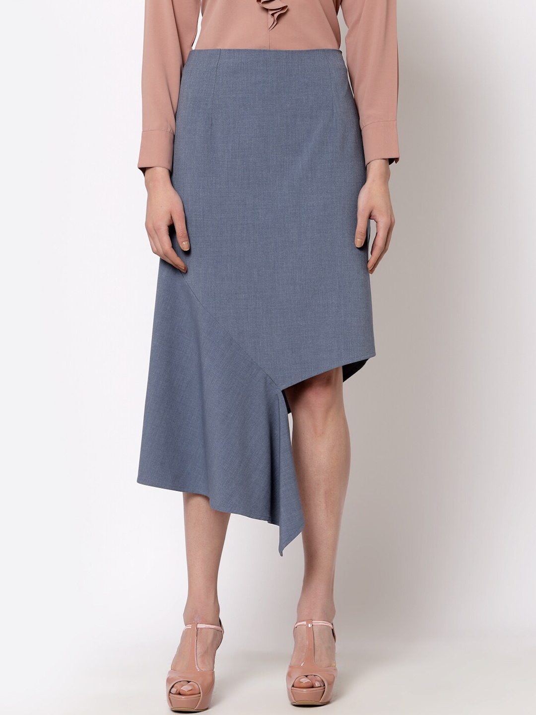 

OFFICE & YOU Asymmetric Midi Skirt, Blue