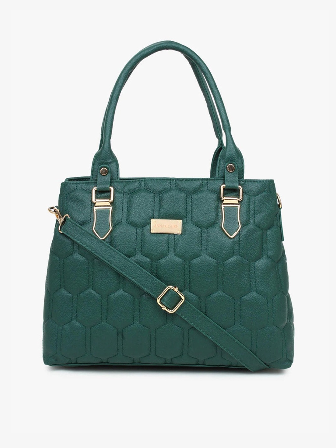 

Anna Claire PU Structured Handheld Bag with Quilted, Green