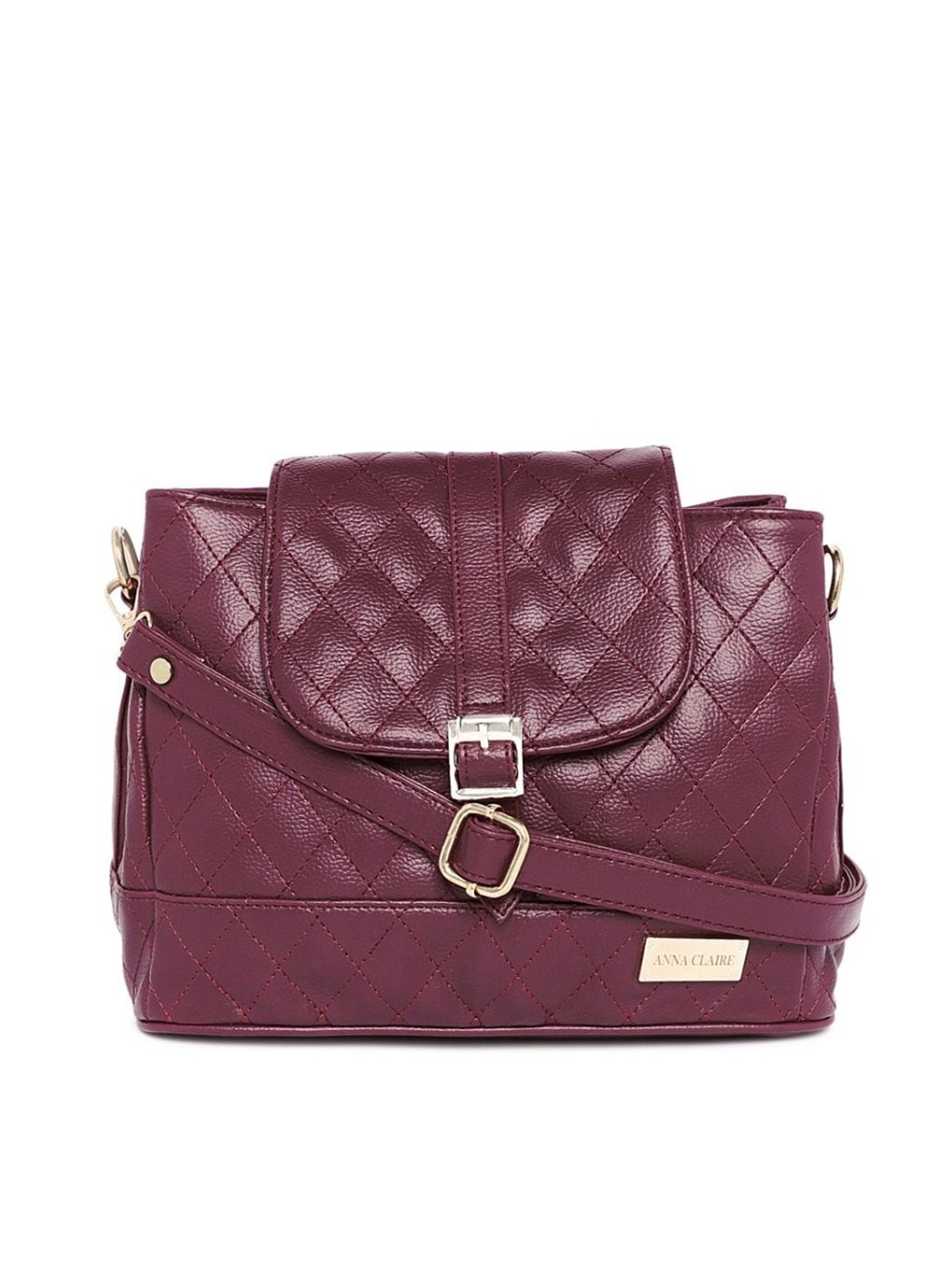 

Anna Claire Quilted Textured Structured Handheld Bag, Maroon