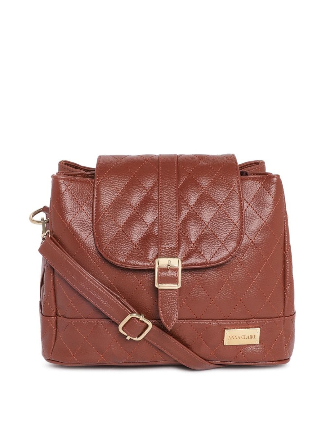 

Anna Claire Textured Quilted Structured Handheld Bag, Brown