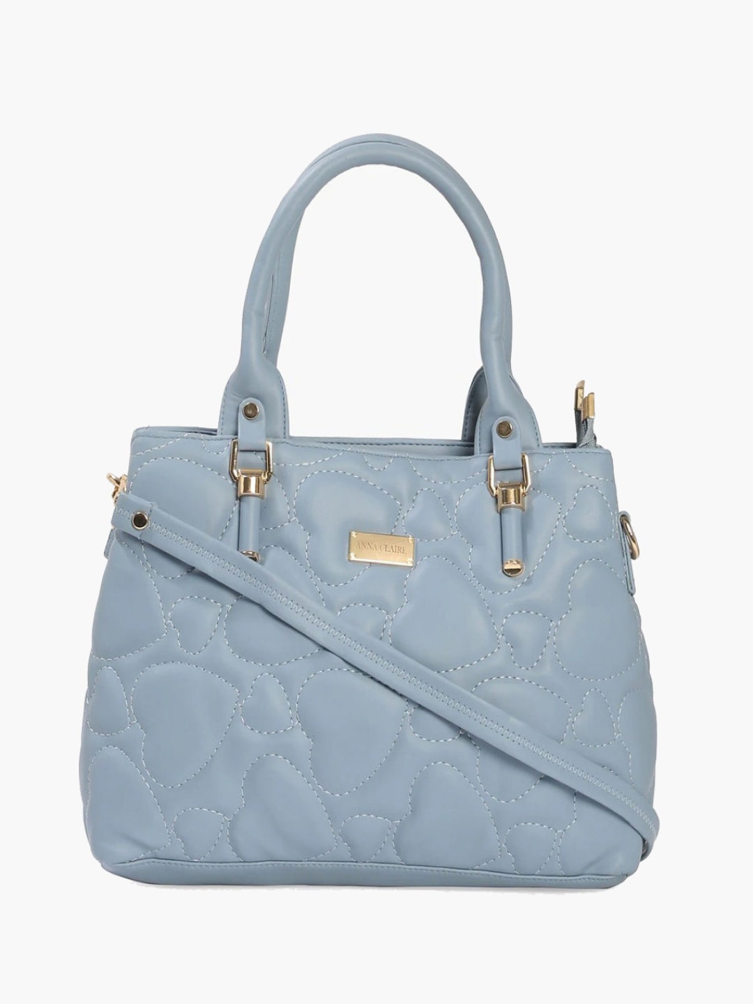 

Anna Claire PU Structured Handheld Bag With Quilted, Blue