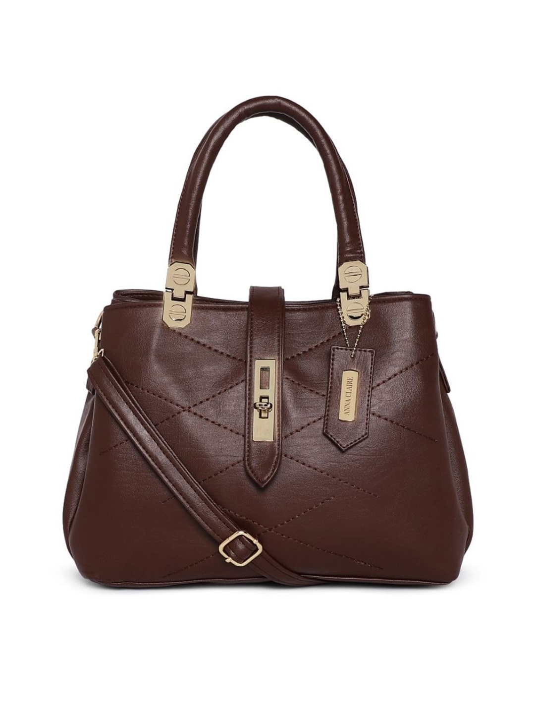 

Anna Claire Textured PU Structured Handheld Bag, Brown