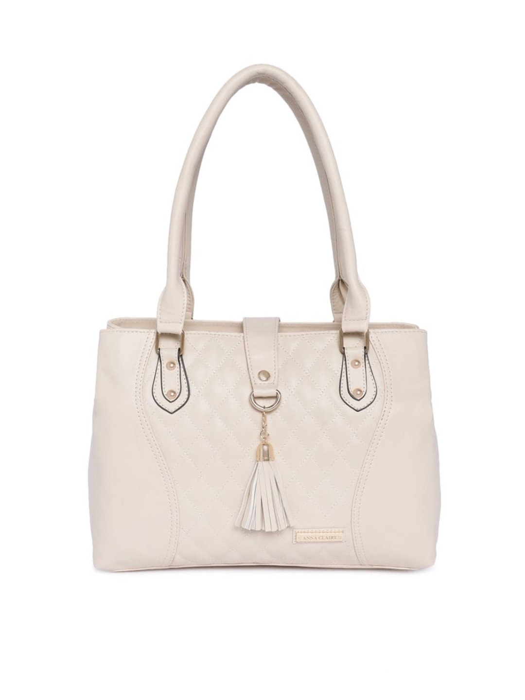 

Anna Claire Textured Structured Shoulder Bag With Tasselled, Cream