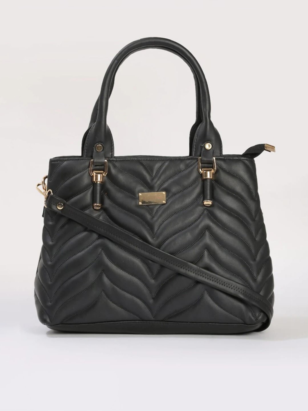 

Anna Claire Textured Structured Handheld Bag With Quilted, Black