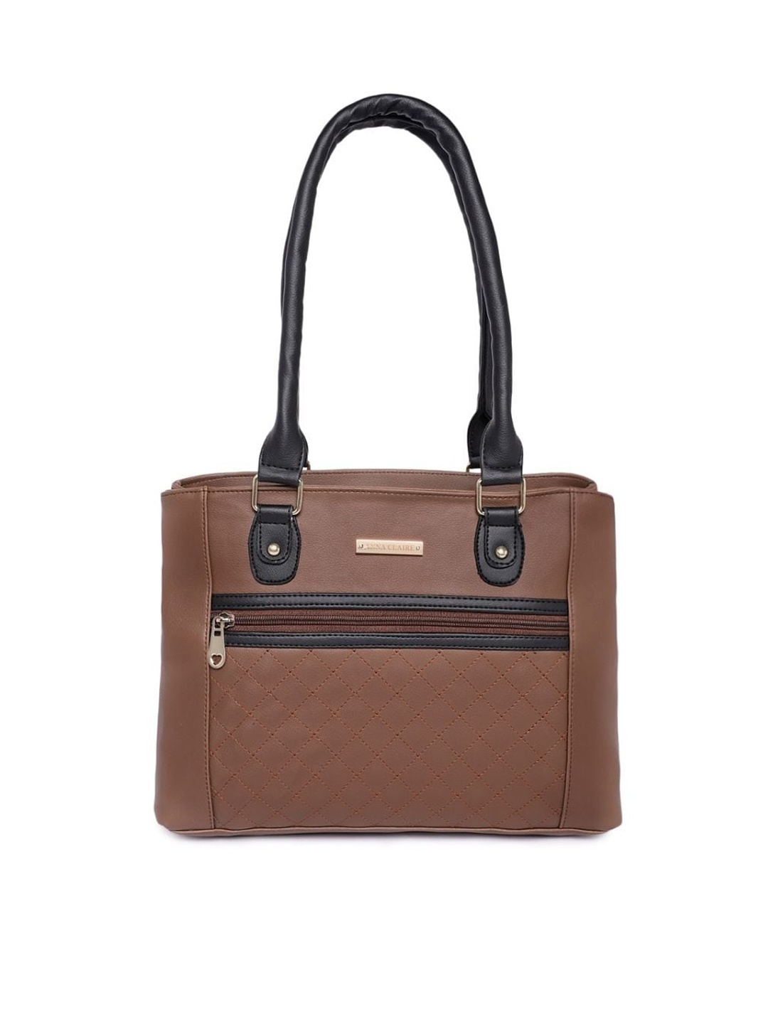 

Anna Claire Quilted Zip Detail Structured Shoulder Bag, Brown