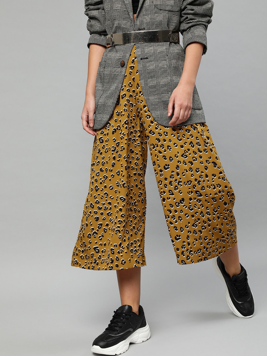 

Sera Women Yellow Printed Flared High-Rise Culottes Trousers