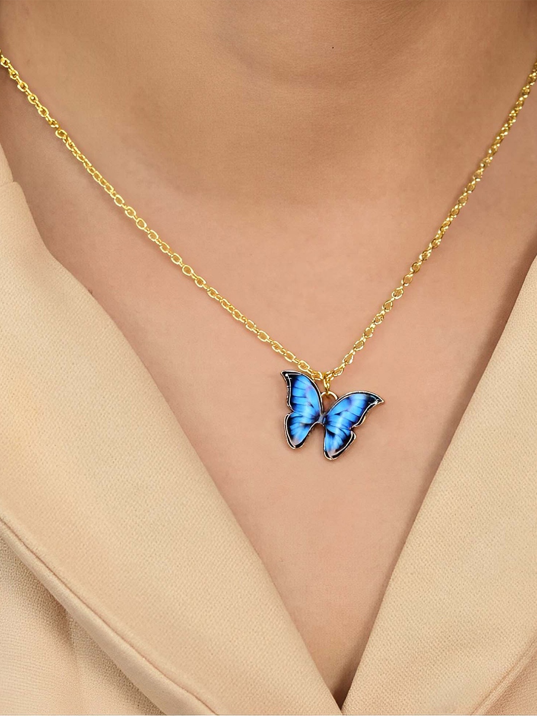 

Pinapes Gold-Plated Necklace, Blue