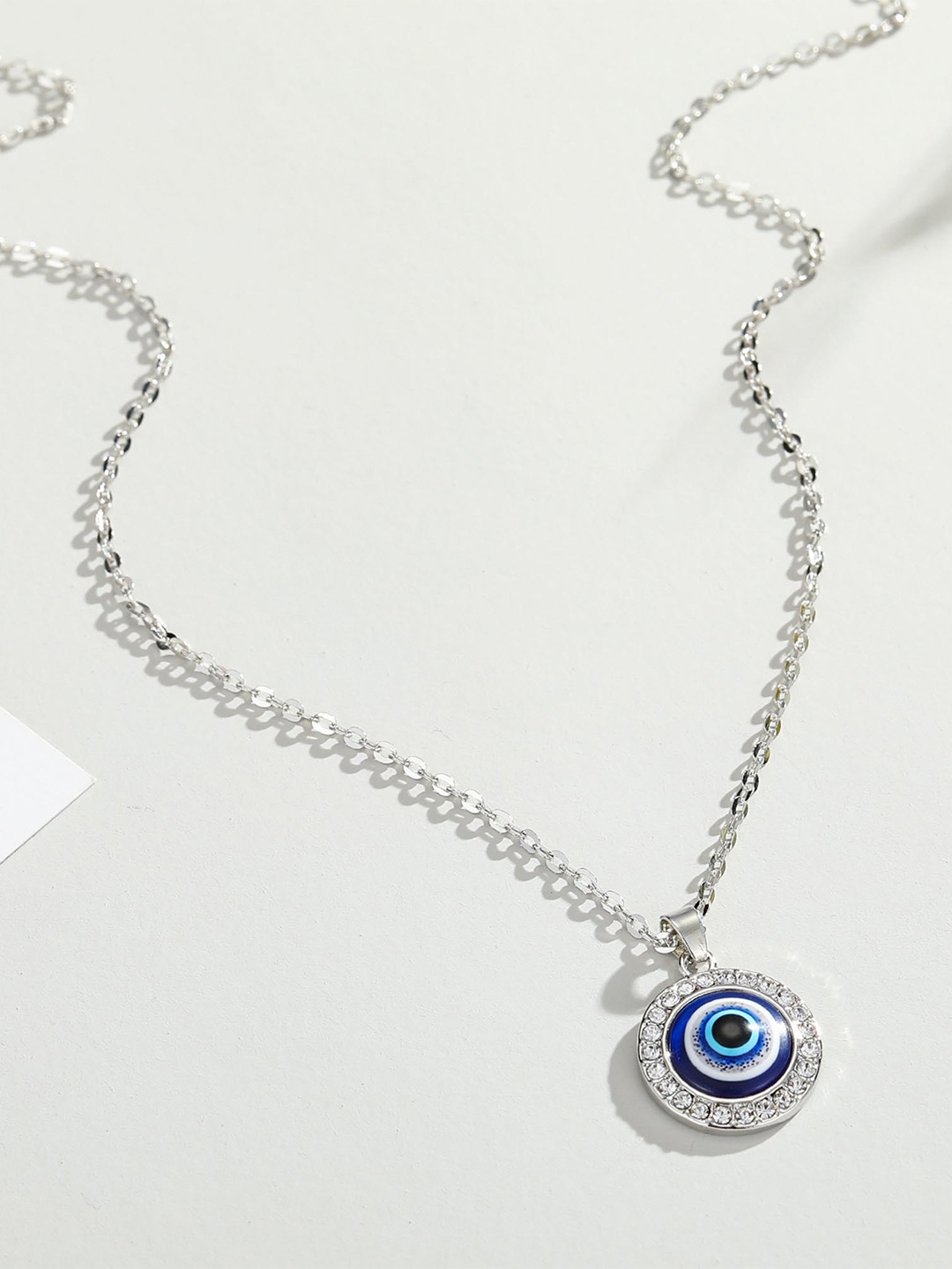 

Pinapes Gold-Plated Evil Eye Pendant Necklace, Silver