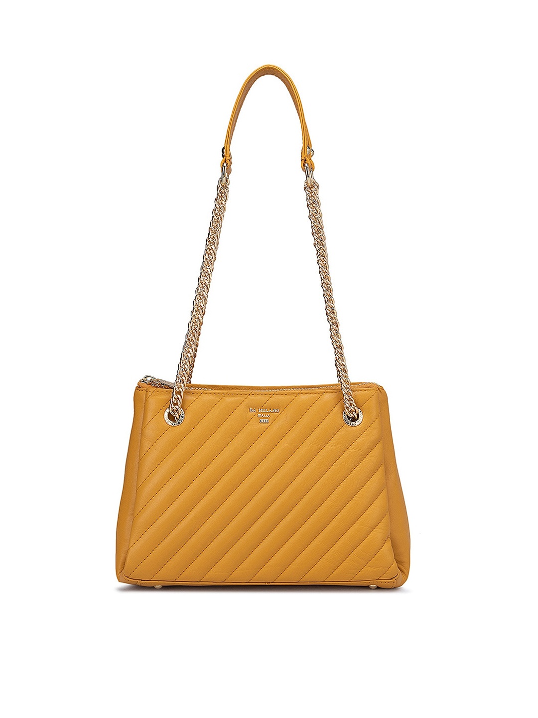 

Da Milano Textured Leather Quilted Structured Shoulder Bag, Mustard