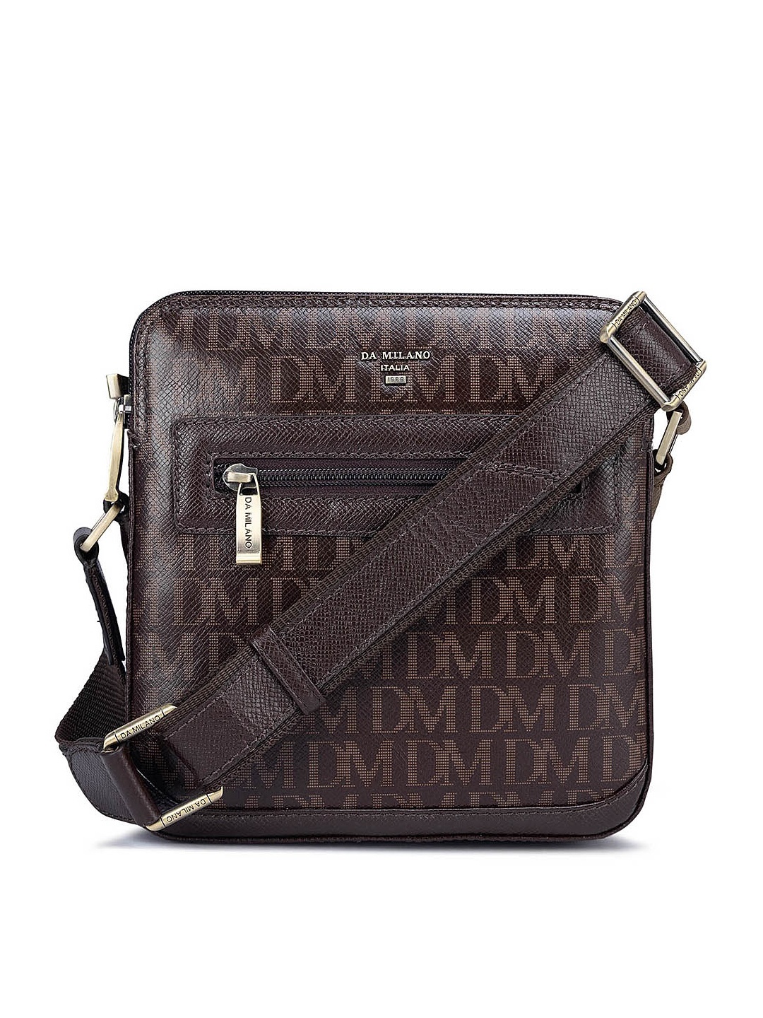 

Da Milano Textured Leather Structured Sling Bag, Brown