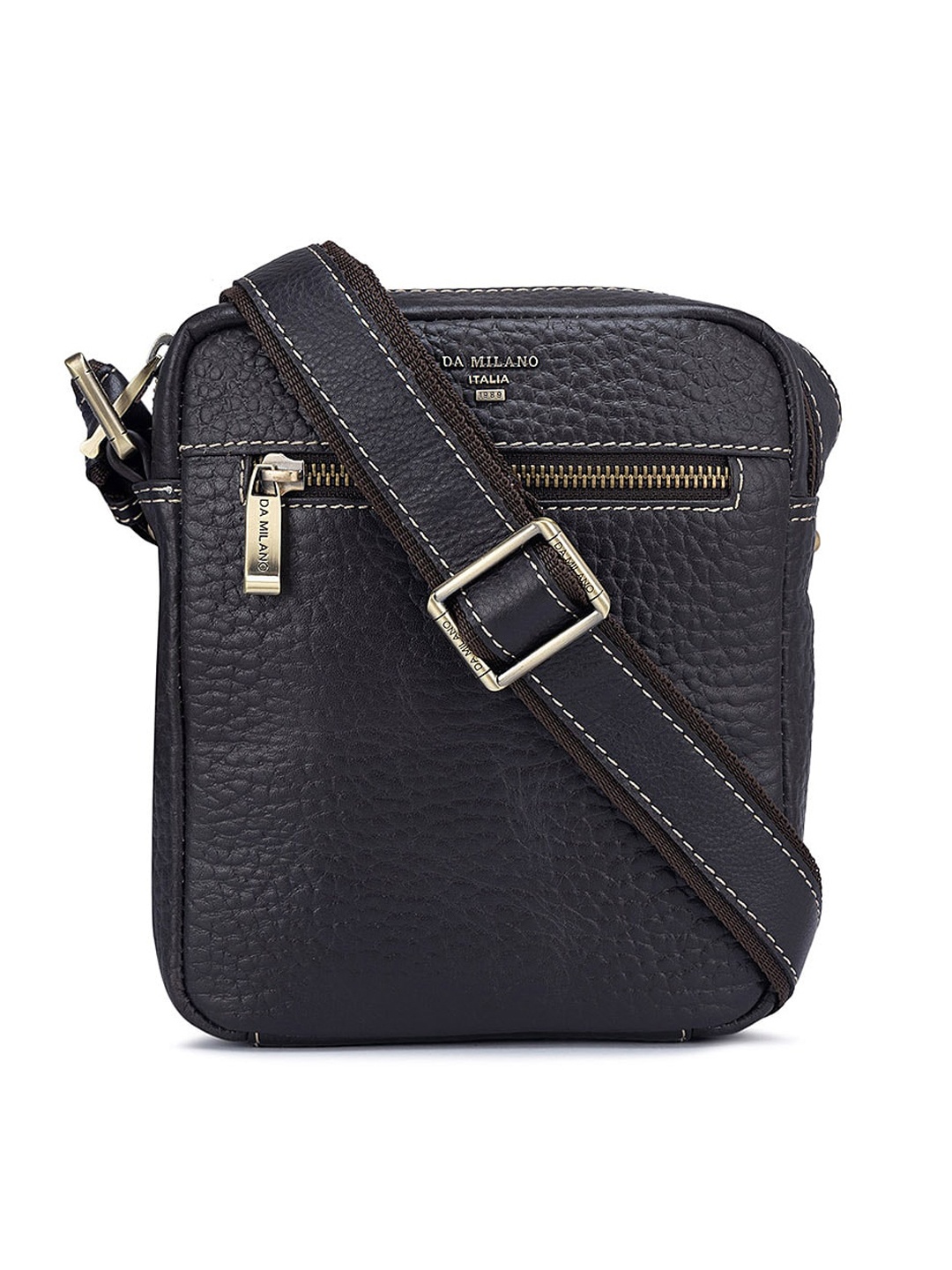 

Da Milano Animal Textured Leather Shopper Sling Bag with Quilted, Brown
