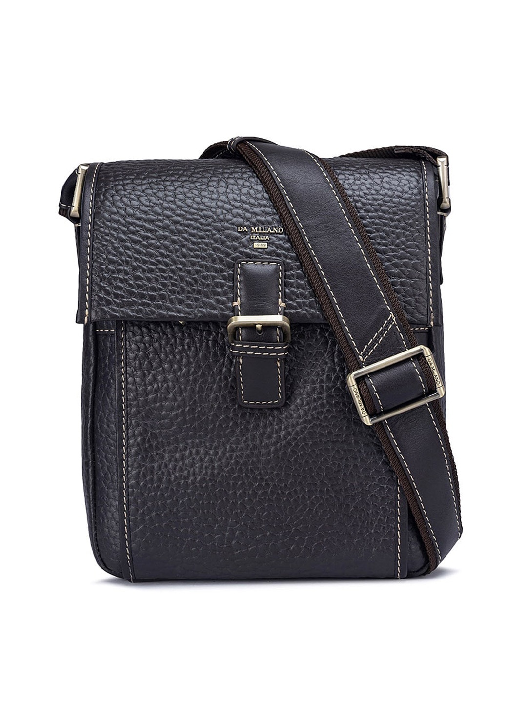 

Da Milano Leather Structured Sling Bag, Black