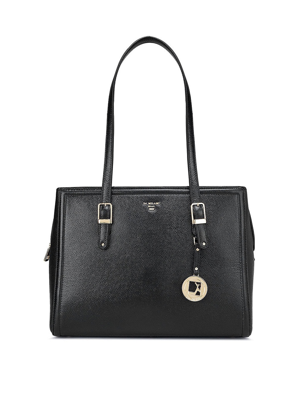 

Da Milano Leather Structured Shoulder Bag, Black