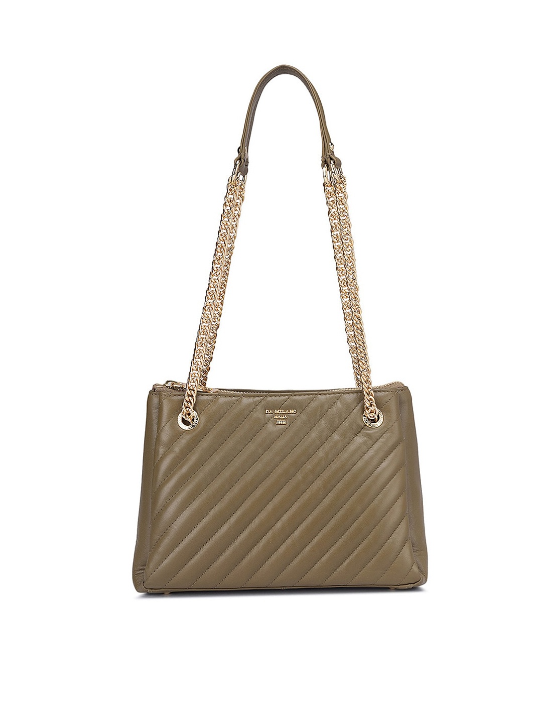 

Da Milano Textured Leather Structured Shoulder Bag, Olive