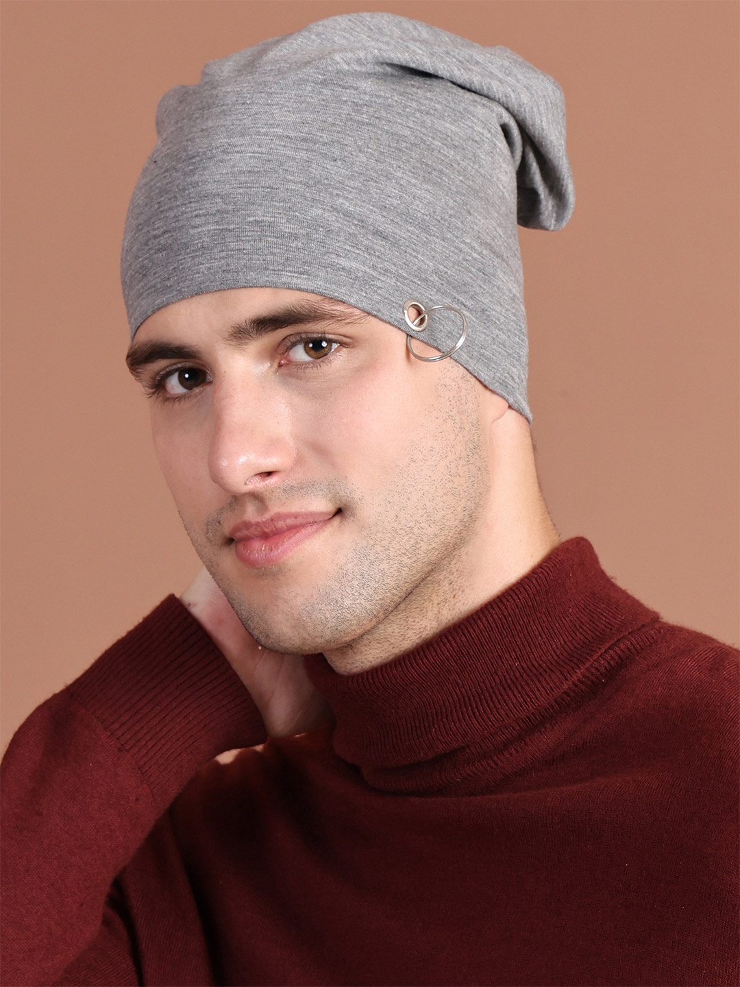 

VIMAL Men Grey Melange Beanie