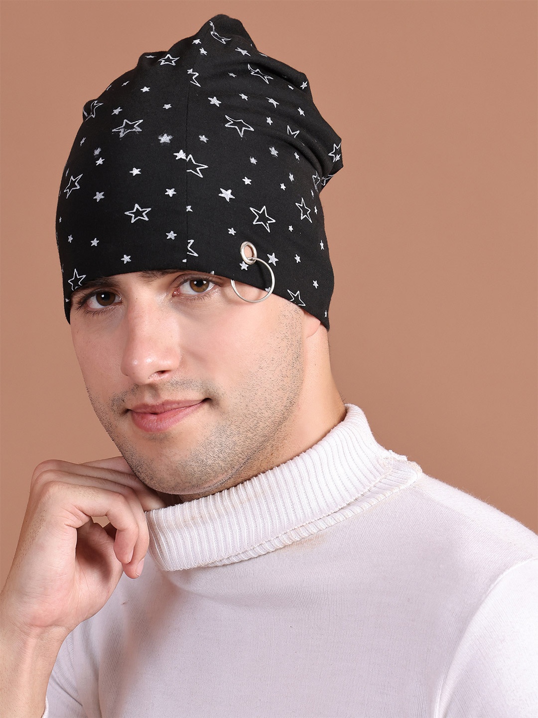 

MACK JONNEY Men Black Printed Beanie