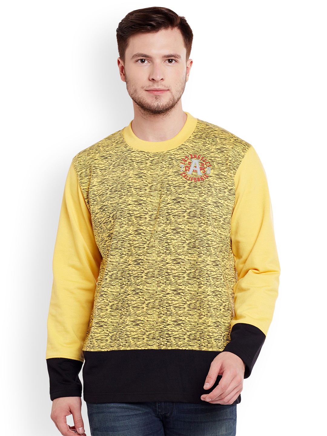 

VIMAL Men Yellow & Black Printed Sweatshirt